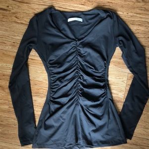 Susana Monaco Black Ruched Shirt XS